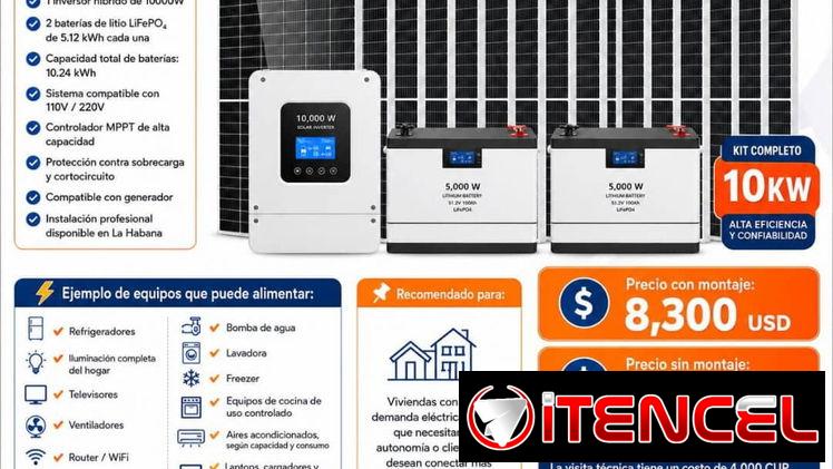 Kit solar 10Kw/ 10.24 KWh/16 paneles bifaciales 615W