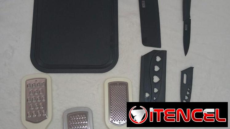 Set de cocina multifuncional/ tabla de cortar/ cuchillos/ ralladores/ cuchillo con fundas