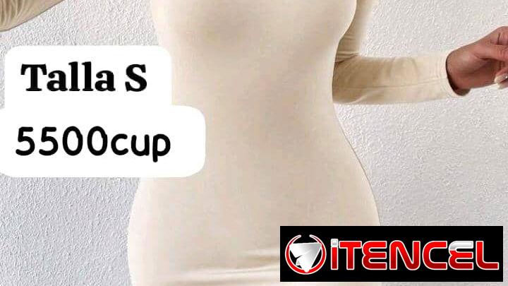 Vestido de mangas largas beige talla s