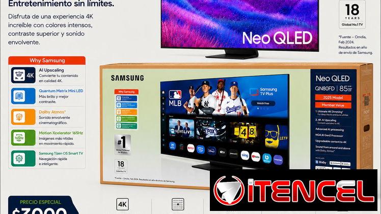 Samsung de 85” Neo QLED con Quantum Mini LED( QN80FD Modelo 2025) Smart TV 4K UHD