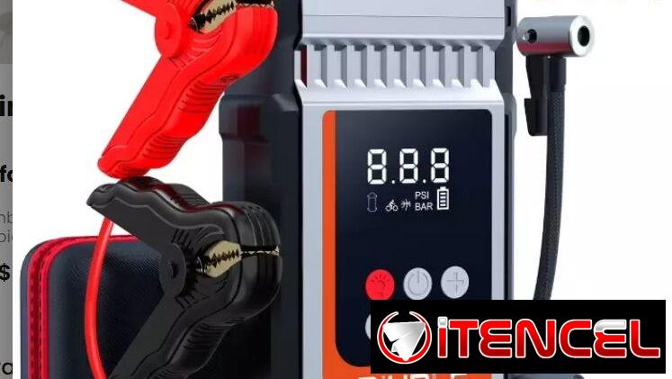 Arrancador portátil BÍUBLE-Compresor de aire integrado, luz de emergencia y power bank-Nuevo