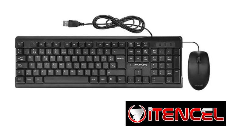 Combo Unno Tekno Teclado y Mouse USB Español Klass Diseño Cómodo Teclas Durables 1000dpi Oficina y Hogar