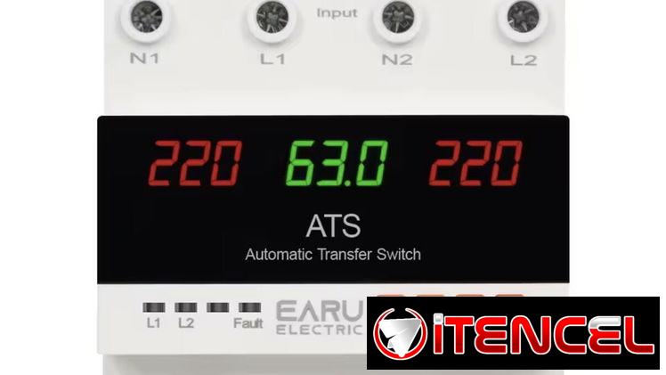 2 en 1 ATS Transfer + Protector de Voltaje Ajustable Manual 110V 63A 2P