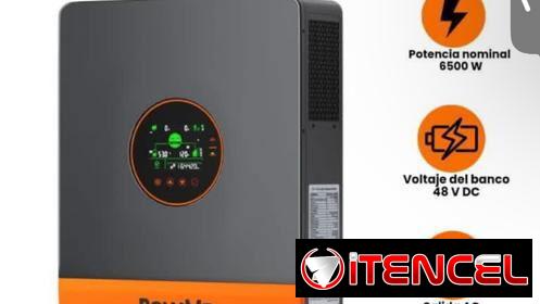 Inversor Híbrido  🔧 Características principales  * Potencia nominal: 6500 W     → Puede alimentar una casa con varios e