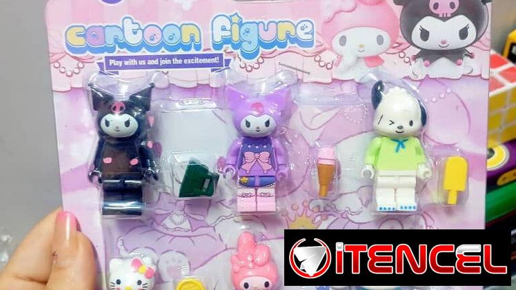 SET  6 PERSONAJES CON ACCESORIOS) KUROMY+HELLO KITTY+MY MELODY