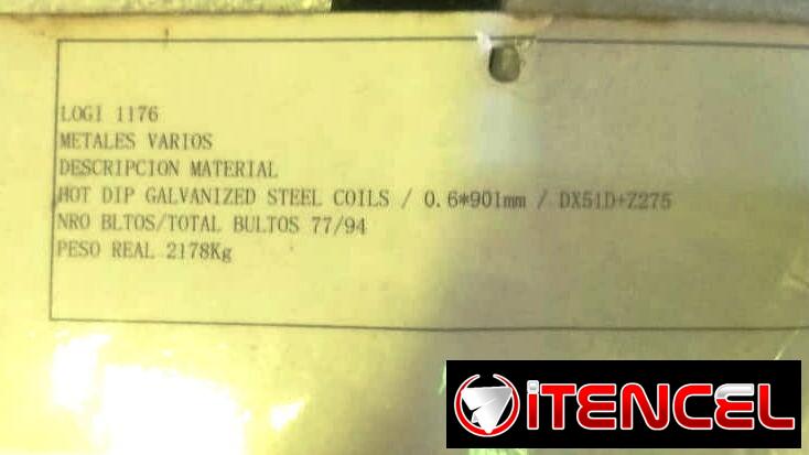 Bobina de Acero Galvanizado (0,6x901mm) $3500 Bobina de Acero Galvanizado (1,2x210mm) $3300