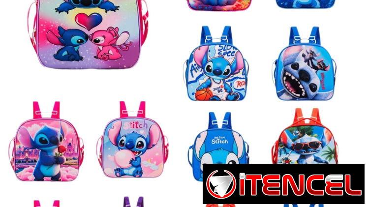 Mochilita merendero para circulo o prescolar Stitch, Sonic, spiderman, Barbie, labubu