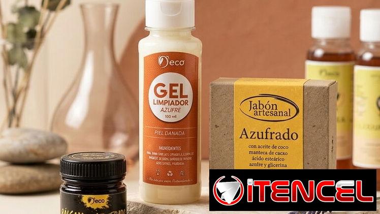 Productos de azufre: jabón, crema y gel limpiador