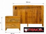 Espaldar de cama con gavetero de madera Pinotea
