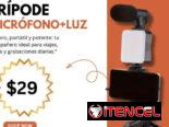 Trípode para teléfono móvil con micrófono y luz led
