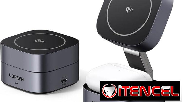 UGREEN Cargador Inalámbrico plegable Magnético 2 en 1