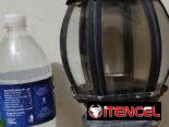 Lámparas metálicas para exteriores/ Hielera transparente/ Búcaro de porcelana verde claro y