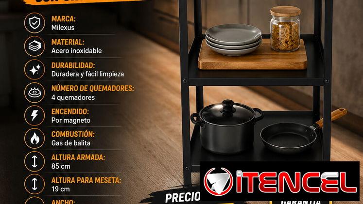 🥘 ESTUFA 🥘 4 HORNILLAS CON ORGANIZADOR MARCA MILEXUS. MENSAJERIA CON FACTURA Y GARANTIA. 📲 54833699