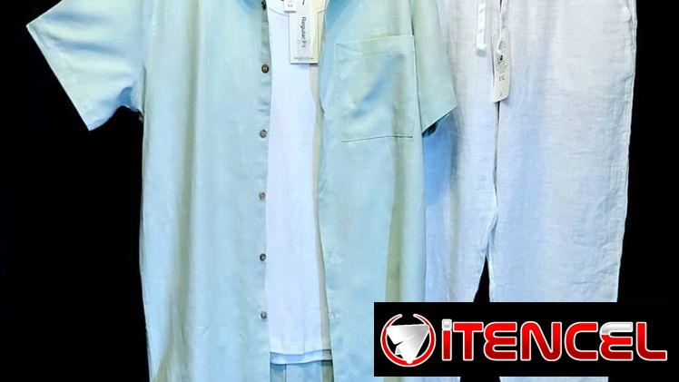 Camisa verde olivo de lino manga largas y mangas cortas , Camisa verde pastel , pantalón verde , pantalón negro de lino