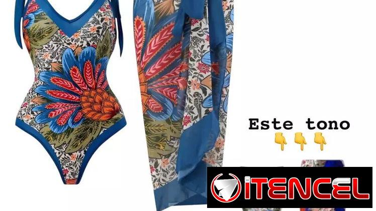 Juego/ Conjunto Traje de Baño. Enterizo y Falda. Estilo Veraniego y Colorido