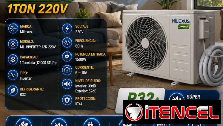 ❄️ TECNOLOGÍA INVERTER ❄️ SPLT MILEXUS 1 TON 220V INVERTER. MENSAJERÍA CON FACTURA Y GARANTÍA. 📲 54833699