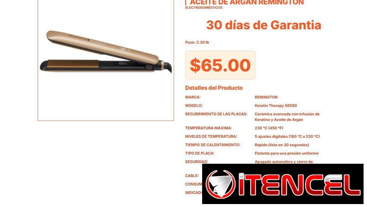 Plancha Remington Keratin Therapy S8590 con 5 Niveles de Calor VPT#-0241