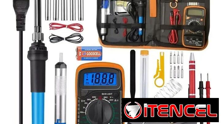 Kit de soldadura eléctrico, temperatura regulable, multímetro. Todo nuevo en su estuche