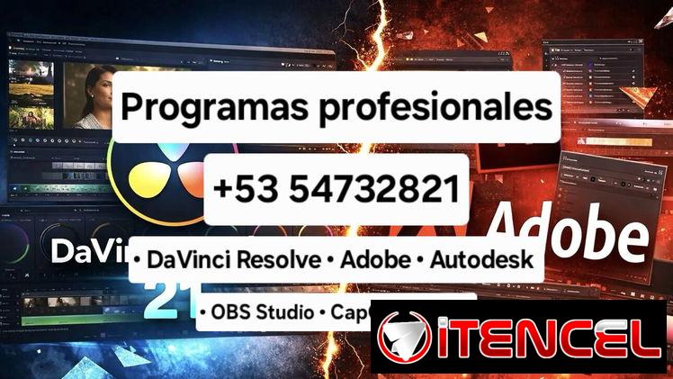 Programas profesionales: DaVinci Resolve, Adobe, Autodesk