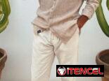 Juego de lino beige para hombre , conjunto beige de lino , camisa beige , pantalon beige, ropa de lino