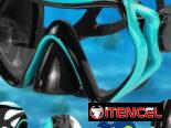 Set de buceo de marco rojo, cristal templado