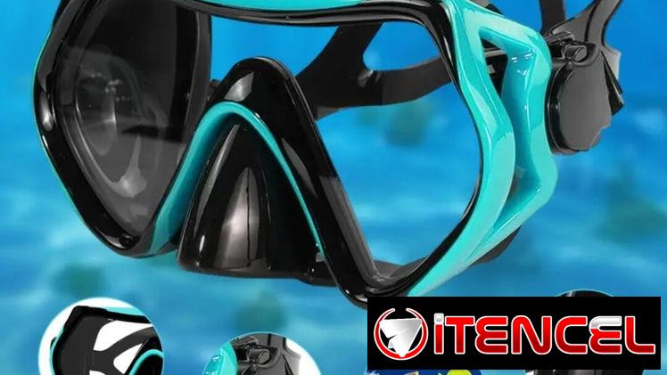Set de buceo de marco rojo, cristal templado