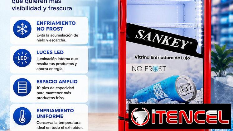 Exhibidor Sankey de 10 Pies ,Enfriamiento “No Frost” ,Equipado con luces LED + Oferta 8GB de Datos Moviles