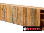 Espaldar de cama en Madera con estantes laterales