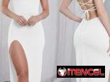 ♡ Vestido Largo blanco, Cruzado Detrás ♡ ~ Estilo Levanta Glúteos ~