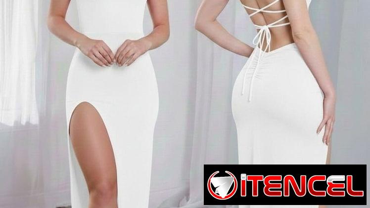 ♡ Vestido Largo blanco, Cruzado Detrás ♡ ~ Estilo Levanta Glúteos ~