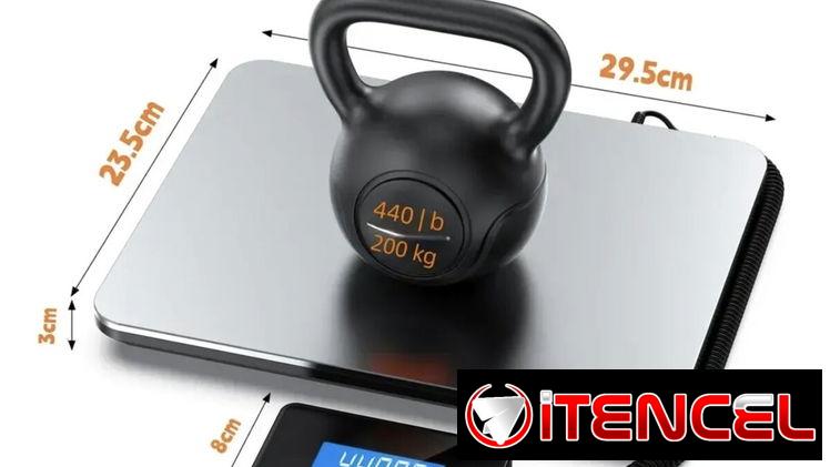 Báscula Comercial Digital 200 Kg Con Lcd. Batería Recargable. Ideal Para Negocios, plataforma de 23.5×29.5cm.