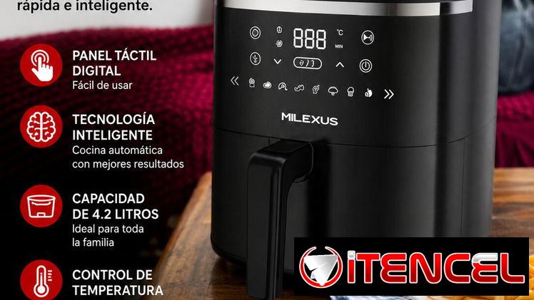 Freidora Milexus 4.2L con panel táctil inteligente.