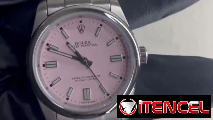 Rolex Oyster Perpetual ( copia excelente calidad) esfera rosa acero inoxidable 36mm