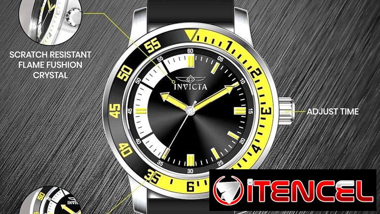 ⌚ RELOJ INVICTA SPECIALTY HOMBRE 45MM, ACERO, CUARZO JAPONÉS, SILICONA NEGRA/AMARILLA – ENVÍO DISPONIBLE HABANA