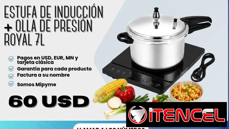 🍳 Estufa de inducción simple Milexus 🍲 Olla de presión Royal 7L