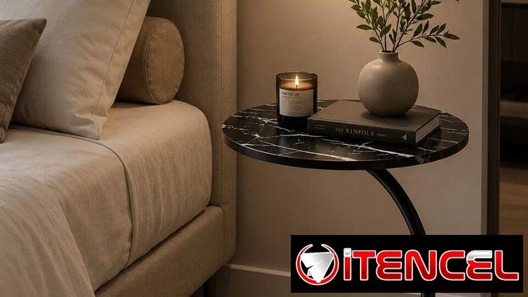 Mesa auxiliar estilo mármol