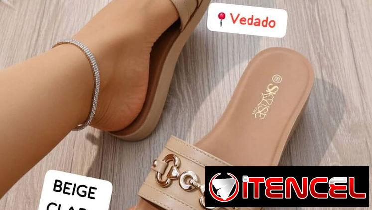 SANDALIAS DE MUJER MODELO BEIGE FUERTE CON ADORNO DORADO 3