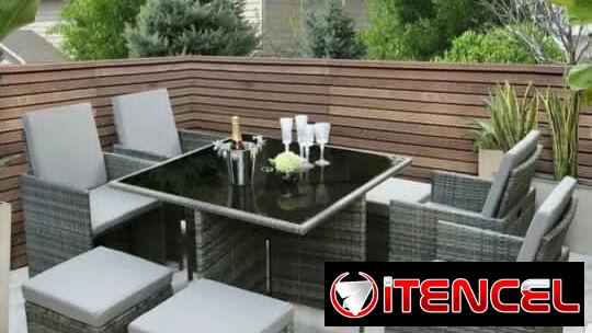 Mueble de terraza juegos de comedor de terraza de 4 butacas y 4 puff nuevos en su caja comunícate con Pedro