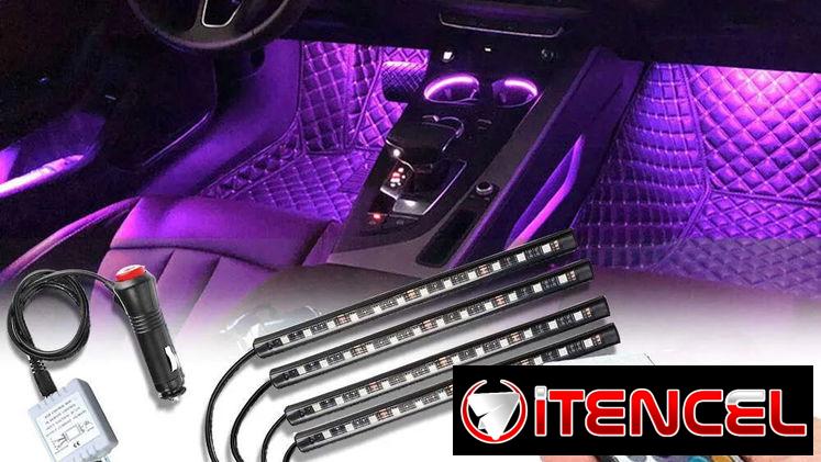 ⭕ TIRA LED LUCES RGB PARA CARRO BLUETOOTH ⭕ 4 PIEZAS LAMPARAS DE COLORES ⭕ VA A LA CIGARRERA DEL AUTO ⭕ 5.887.2360