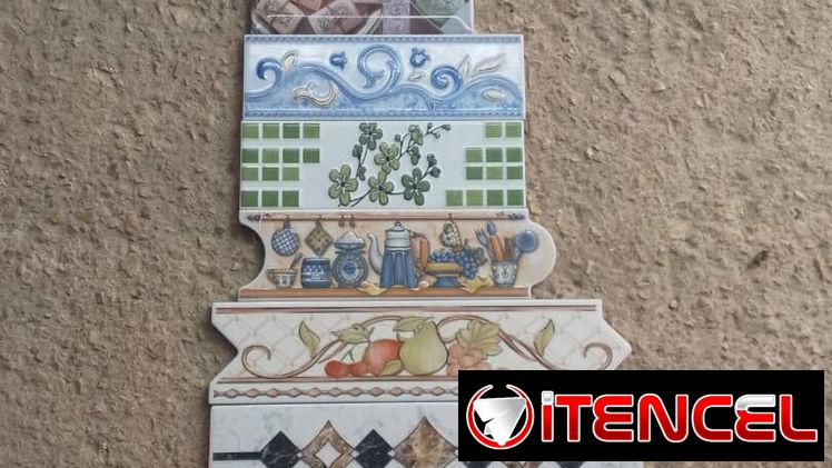 Cenefa y cintillo mata junta cemento cola y blanco y losas de baño y piso