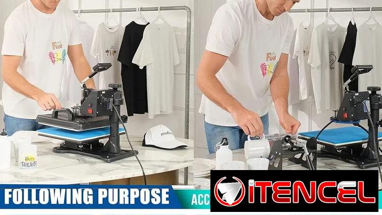 AKEYDIY Máquina de prensa de calor profesional 5 en 1 para camisetas, gorras, tasas, etc.