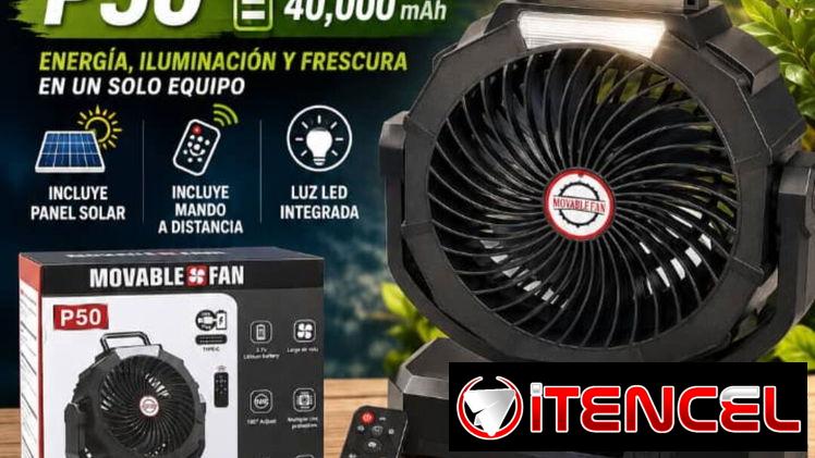Ventilador recargable P50 de 40000 mah con panel solar