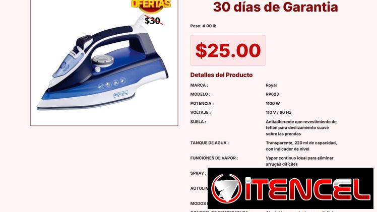 Plancha a Vapor Royal con Suela Antiadherente y 1100W de Fuerza VPT#-0239