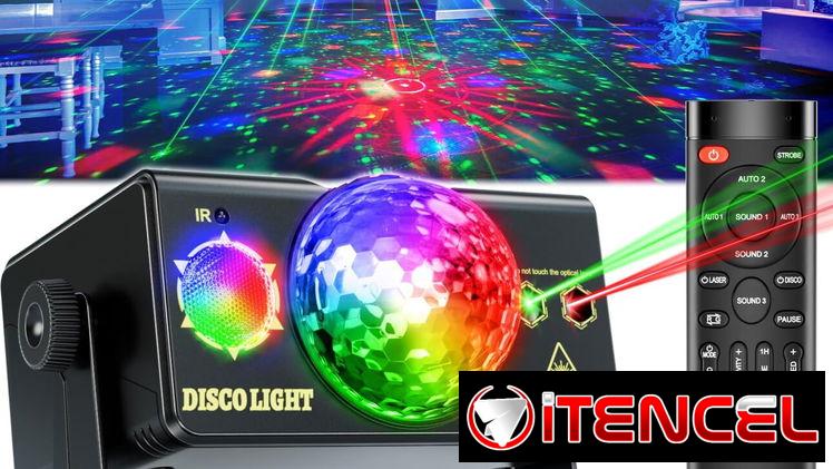 Luz de Discoteca LED RGB OIEZISRO con Control Remoto y Sensor de Música para Fiestas