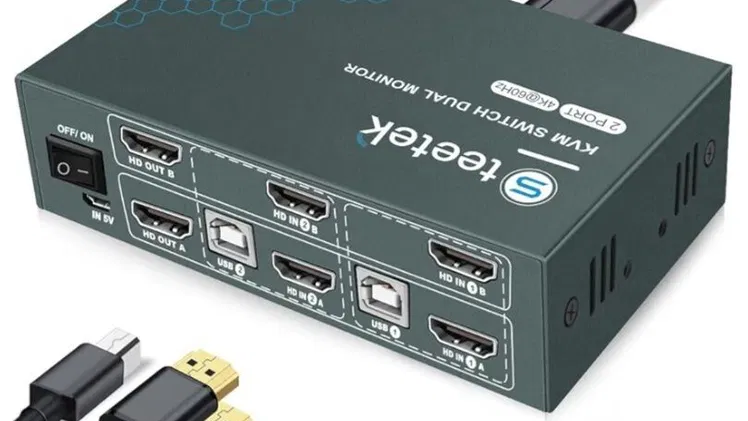 KVM Switch 2 Puertos Dual Monitor 4K@60Hz – HDMI 2.0