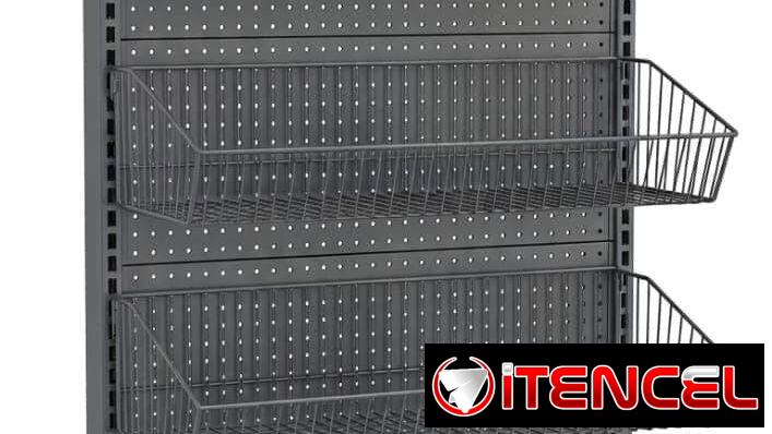 Estante con cestas metálicas (Gris o Blanco) Panel trasero perforado