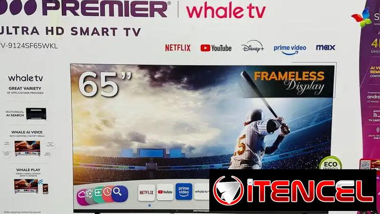 Smart TV 65″ pulgadas marca Premier con soporte a la pared incluído