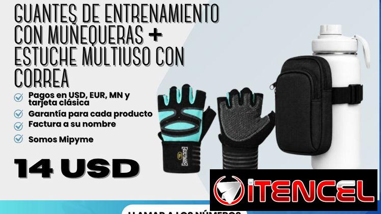 🧤 Guantes de entrenamiento con muñequeras + 🎒 *ñestuche multiuso con correa 💲 14 USD