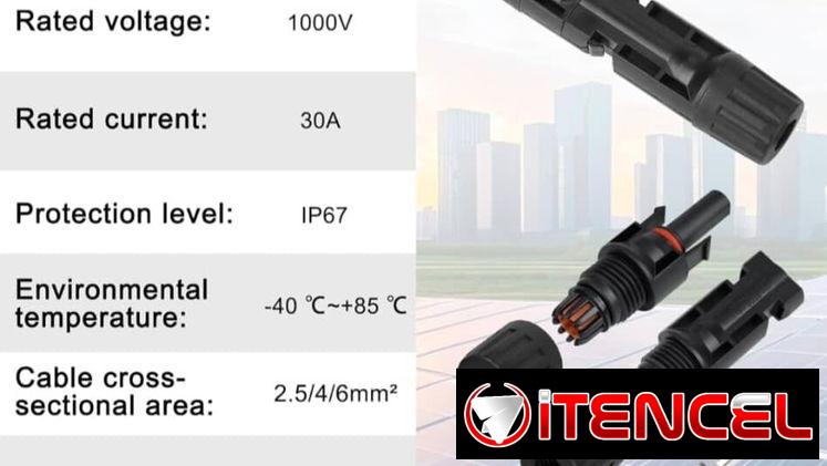 Conector MC4 para panel solar, 1000V, 30 A, IP67, impermeable, macho/hembra, adecuados para cables solares de 14 a 10AWG