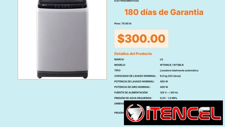 LG 9kg Lavadora Automática Programa Delicado, Lavadora LG 9kg Automática Nivel Agua 1 al 8 VPT#-0508